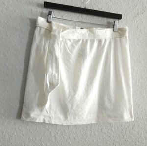 Isabel Marant Paper White Linen Blend Tissue Wrap Tie Attached Mini Skirt